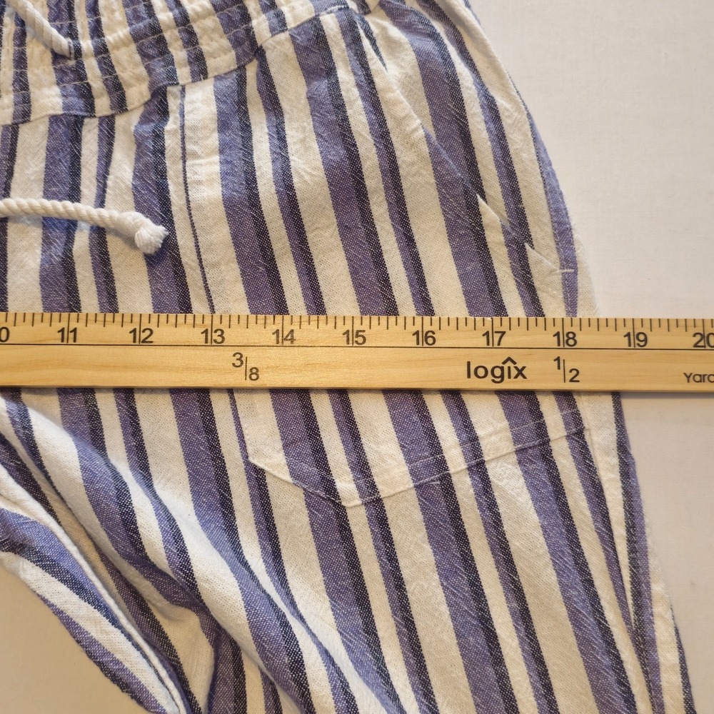 Roxy Oceanside Beach Pants Womens XS Blue White Striped Flared Leg Low Rise - Picture 12 of 12